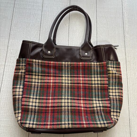 Tommy Hilfiger American Classic Brown Purse Multicolor Plaid - Picture 2 of 12